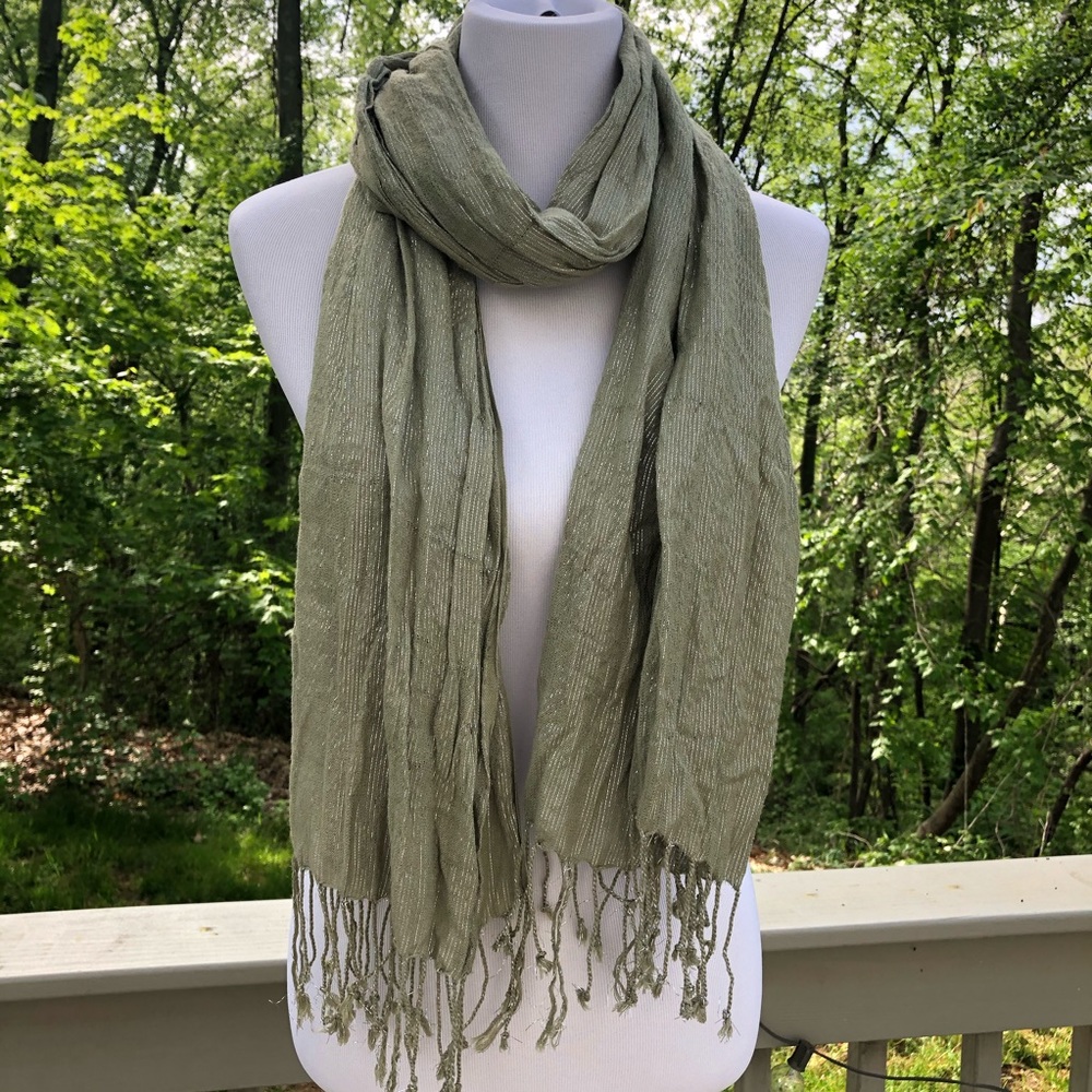 Sage Green & Silver Casual Scarf